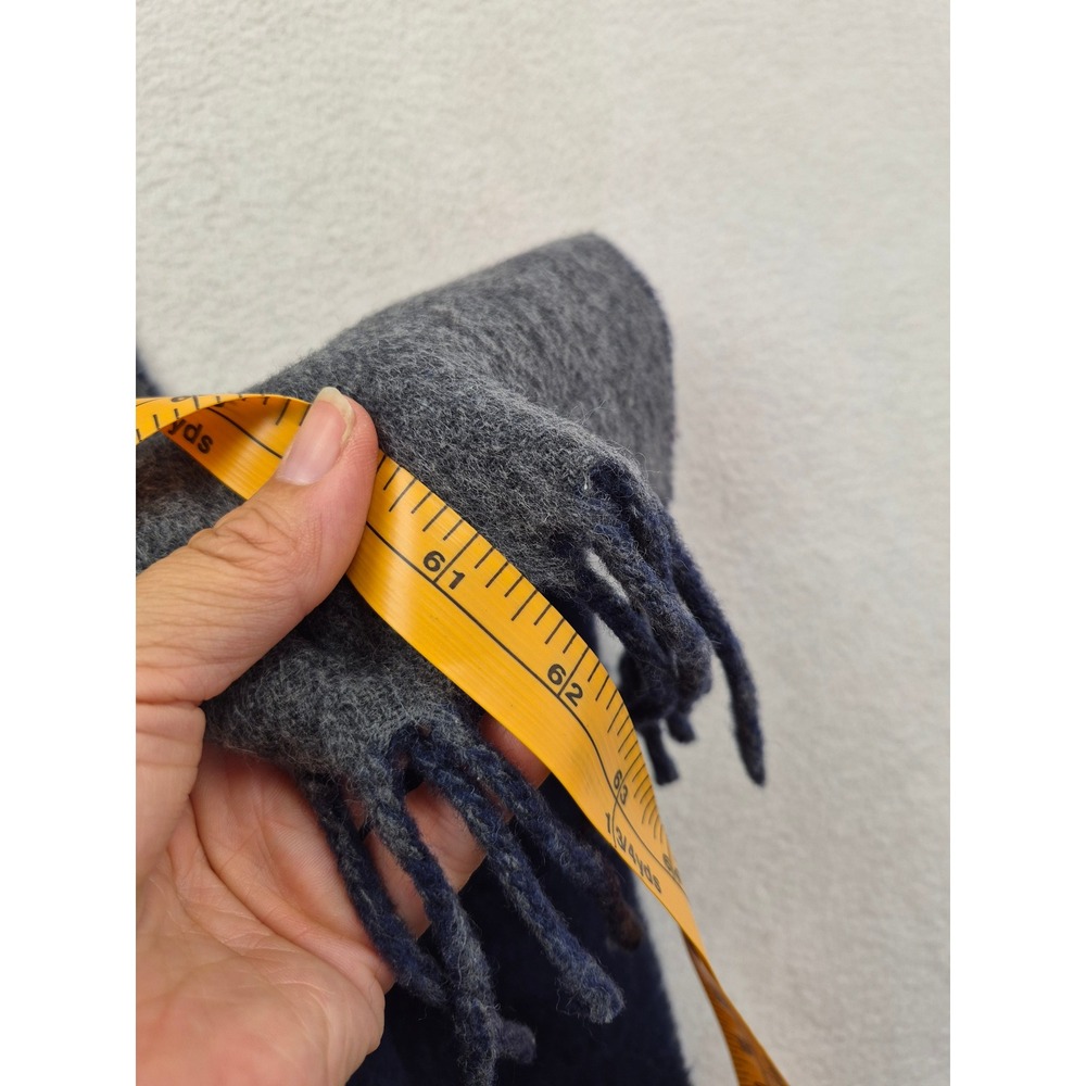 Polo Ralph Lauren Reversible Scarf Navy Blue Grey Virgin Wool ITALY 6F0205 NEW - Picture 8 of 10